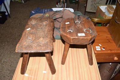 Lot 383 - Two vintage milking stools