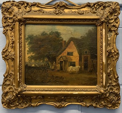 Lot 37 - Oil on Board Farmyard Scene