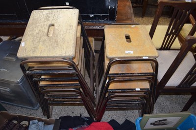 Lot 438 - Nine metal framed stacking stools