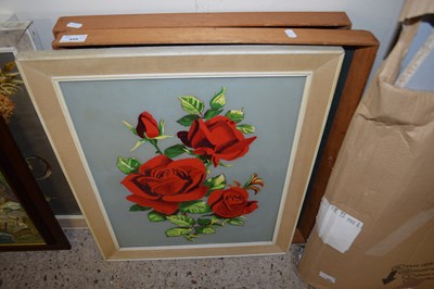 Lot 448 - Reverse painted on glass study of roses...