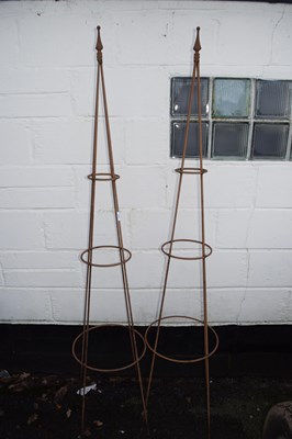 Lot 396 - Pair of modern iron garden obelisks