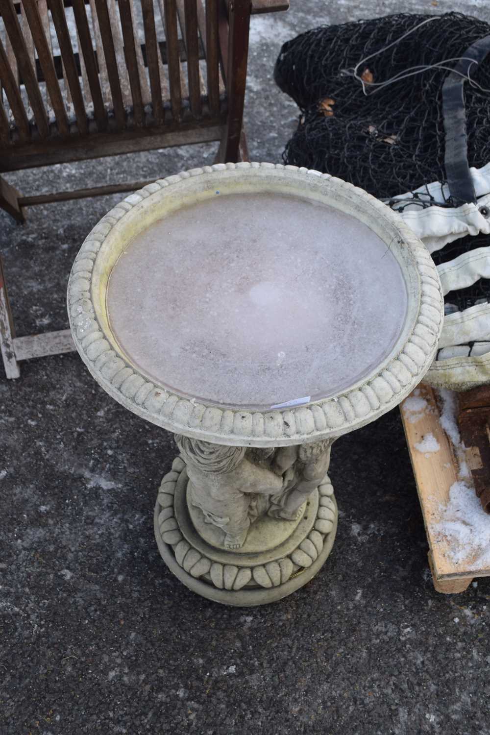 Lot 414 Concrete bird bath with cherub decoration