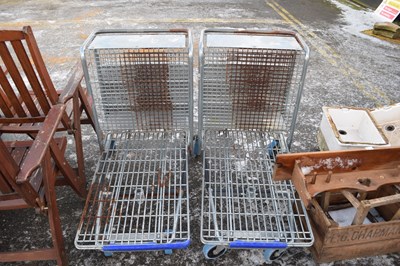 Lot 486 - Pair of metal luggage trolleys