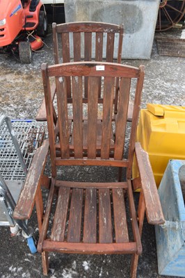 Lot 487 - Pair of wooden garden chairs
