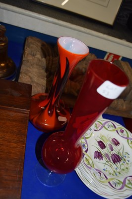 Lot 53 - Two mid century coloured glass vases