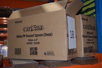 Lot 18 - Two boxes of Carizma White PP Dessert Spoons...