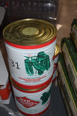 Lot 31 - Three 1kg tins of gherkins. Best Before Date:...