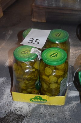 Lot 35 - Four jars of pickled dill gherkin slices, 2450...