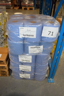 Lot 71 - Five packs of counter feed two ply blue roll,...
