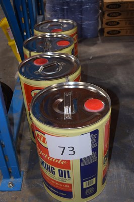 Lot 73 - Four 20 litre tins of vegetable cooking oil by...