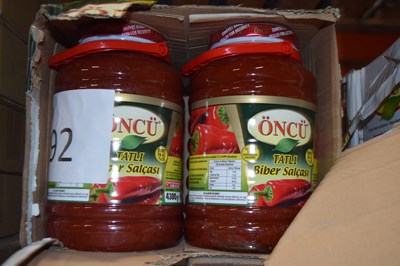 Lot 92 - Three 4300g jars of Pepper Sauce by Oncu. Best...