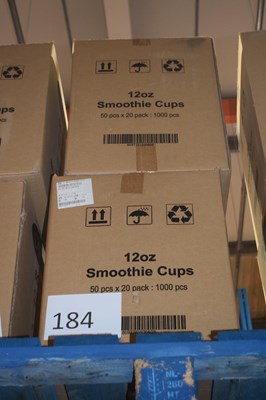 Lot 184 - Two boxes of 12oz Smoothy cups, approx 1000...