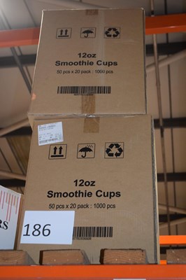 Lot 186 - Two boxes of 12oz Smoothy cups, approx 1000...