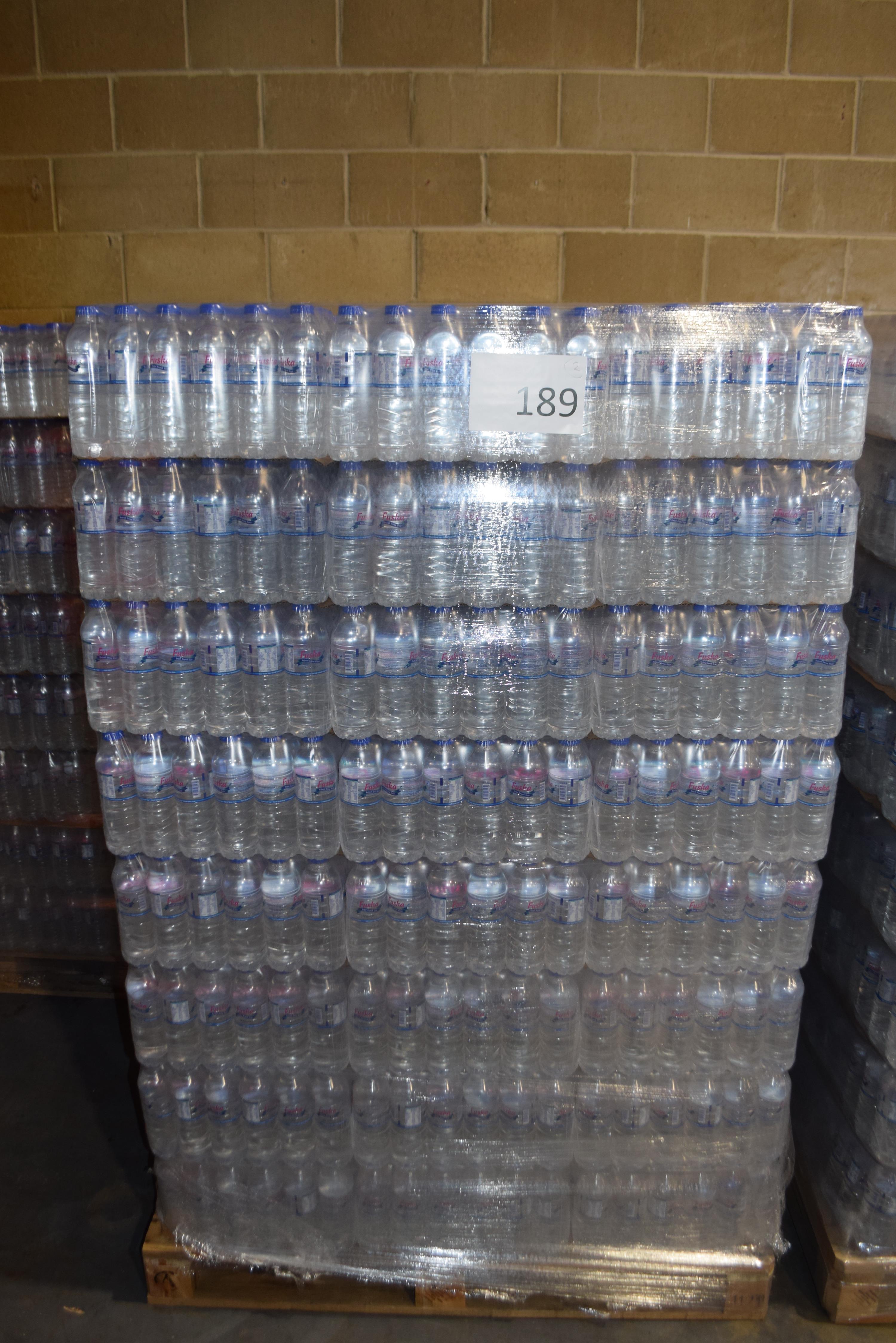 Lot 189 Two pallets of bottled water each pallet