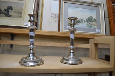 Lot 536 - TWO PLATED CANDLESTICKS