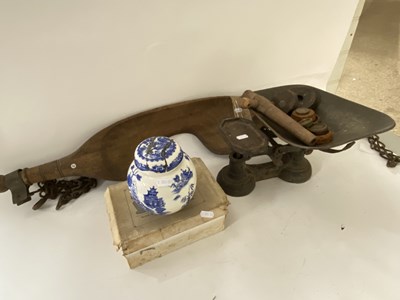 Lot 8 - Mixed Lot: Vintage wooden yoke,kitchen scales...