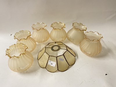 Lot 31 - Set of six glass light shades plus one other