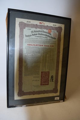 Lot 39 - Framed German Share Certificate produced for...