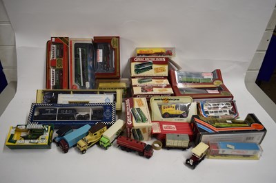 Lot 56 - Box of various assorted boxed toy vehicles to...