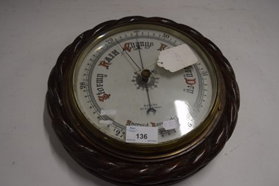 Lot 136 - Late 19th Century aneroid barometer, the face...