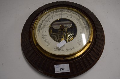Lot 137 - Late 19th Century aneroid barometer the face...