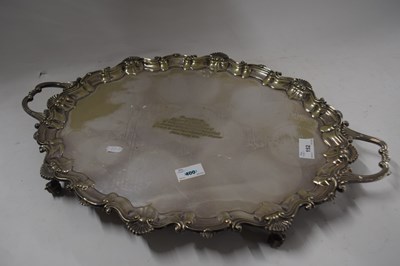 Lot 152 - Large silver plated tray with scalloped border...