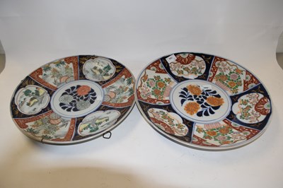 Lot 154 - Two Japanese porcelain chargers with...