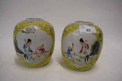 Lot 63 - Pair of small Chinese ginger jars