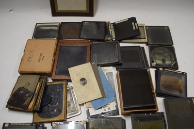 Lot 85 - Box of glass photographic slides, vintage...