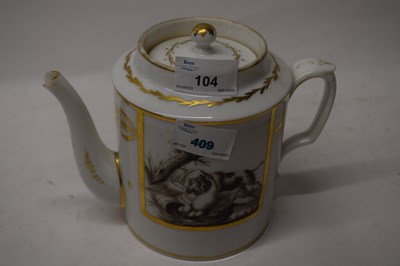 Lot 104 - Continental porcelain teapot decorated with...