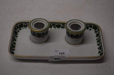 Lot 105 - Meissen ink stand with two ink wells with...