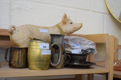 Lot 560 - VARIOUS PLATED WARES, PIG FIGURE ETC