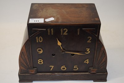 Lot 111 - Art Deco style oak cased mantel clock with...