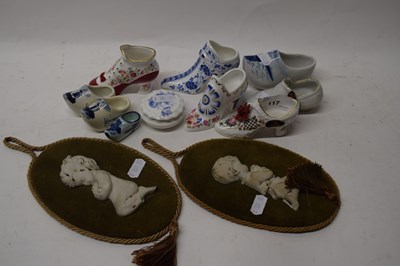 Lot 117 - Mixed Lot: Various porcelain model shoes, two...