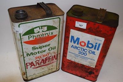 Lot 187 - Two vintage motor oil cans