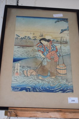 Lot 200 - Japanese wood block print framed and glazed