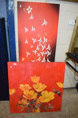 Lot 207 - Two modern oil on canvas studies, Butterflies...