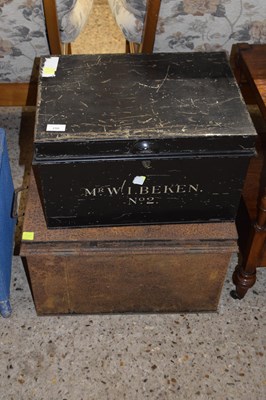 Lot 250 - Two metal deed boxes