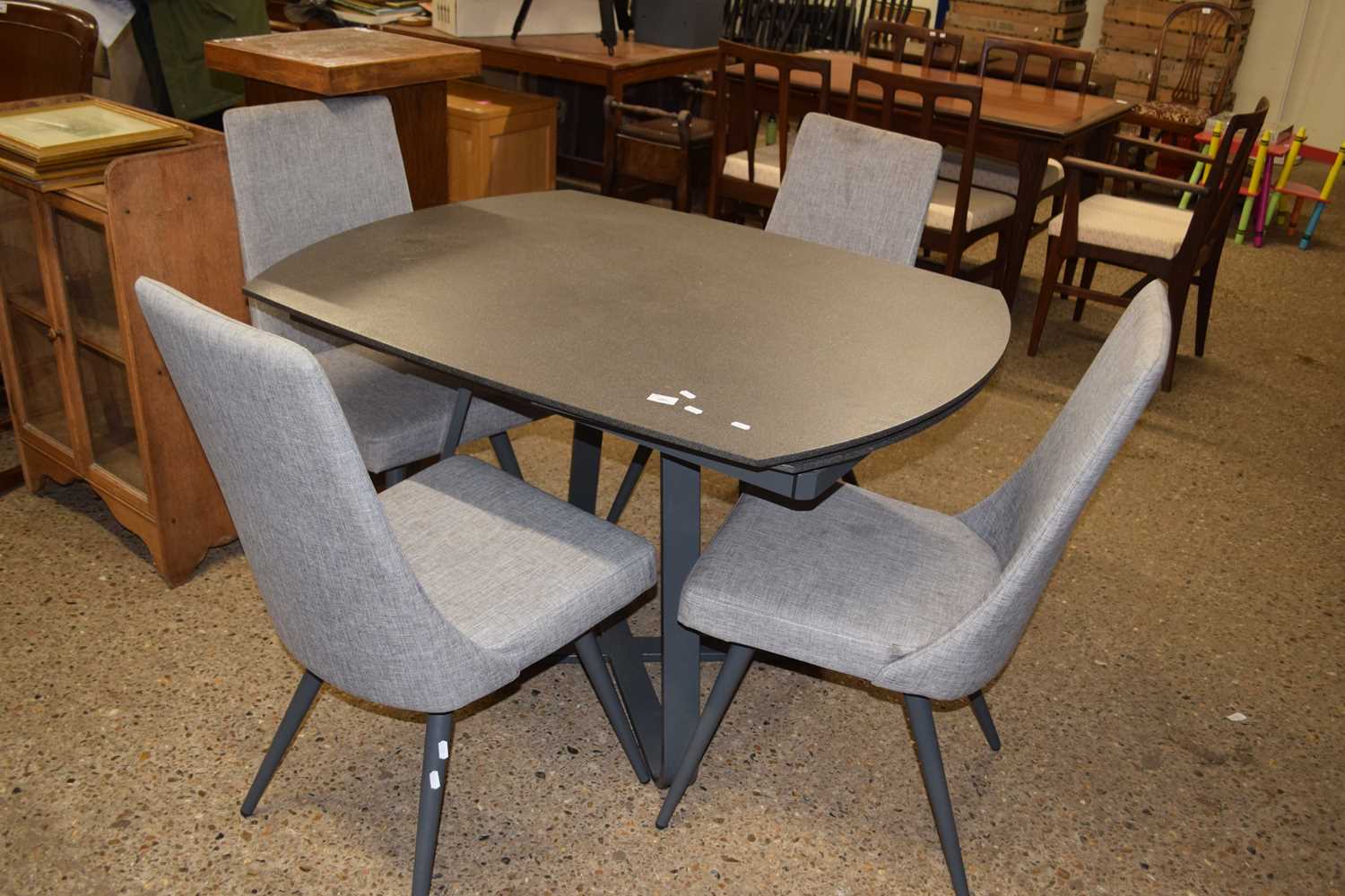 Lot 297 - Modern metal dining table with extending...