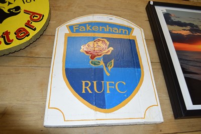 Lot 306 - Painted wooden sign Fakenham RUFC