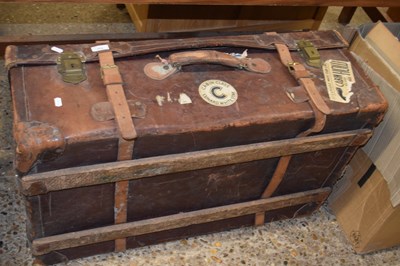 Lot 333 - Vintage leather suitcase bearing Cunard White...