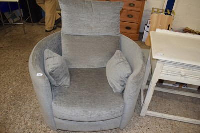 Lot 346 - Grey upholstered circular revolving armchair