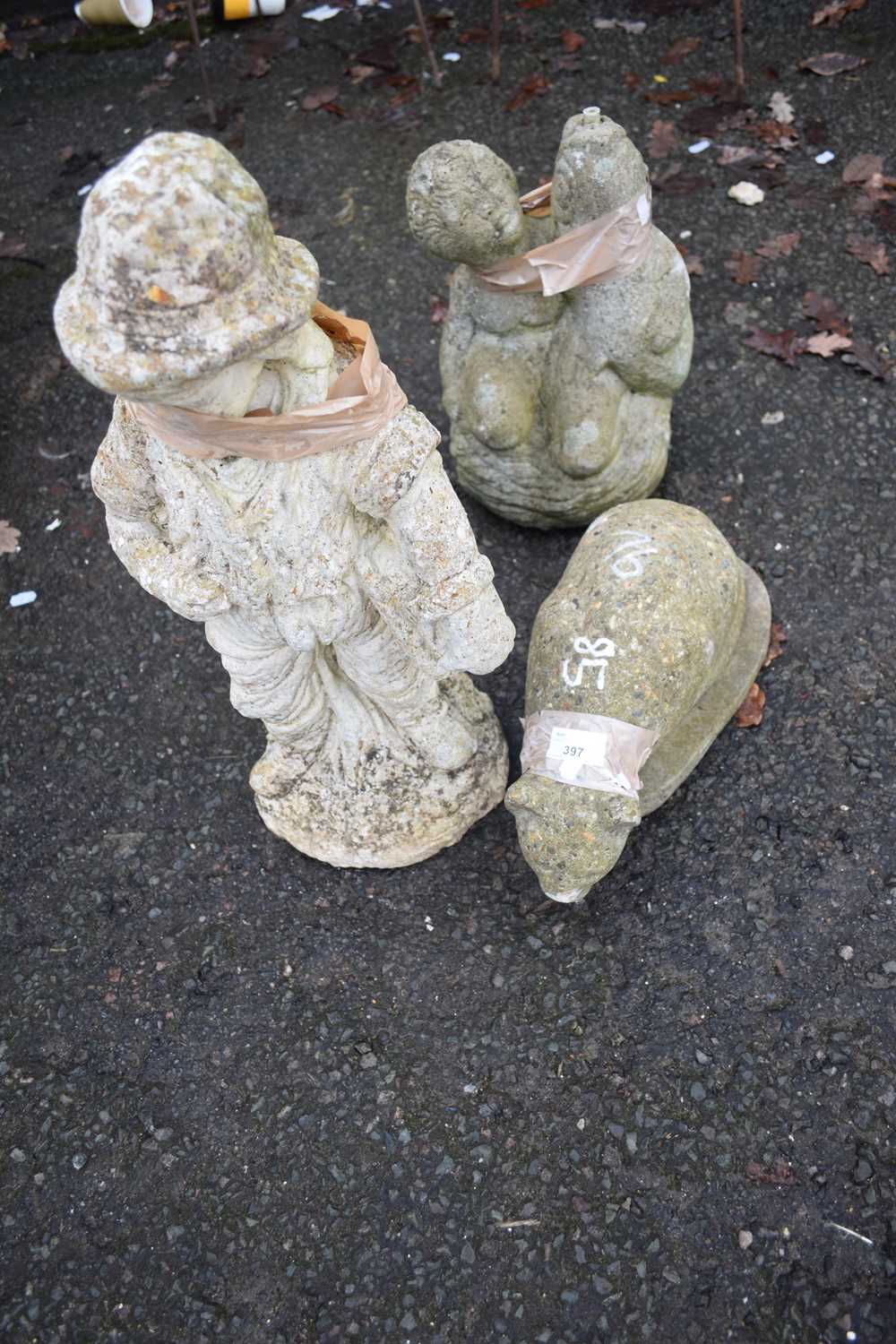 Lot 397 Group of three concrete garden ornaments