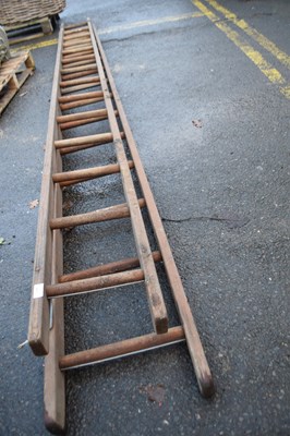 Lot 411 - Large vintage wooden ladder