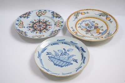 Lot 330 - 3 18th century delft plates