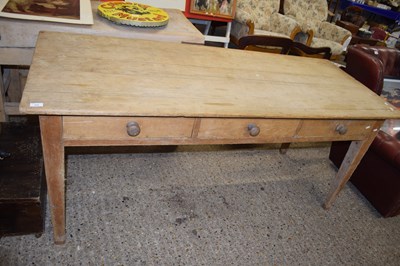 Lot 304 - 19th Century pine three drawer kitchen table...