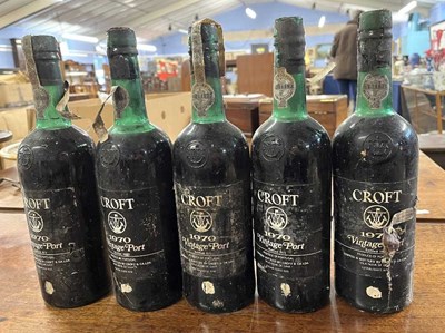 Lot 450 - Five bottles of Croft 1970 Vintage Port,...