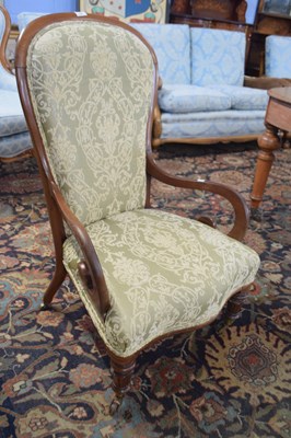 Lot 501 - Victorian mahogany framed scroll armed chair...