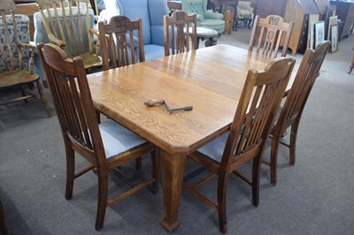 Lot 514 - Late 19th Century oak extending dining table...