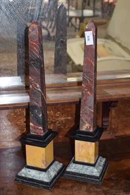 Lot 516 - Pair of 19th Century specimen marble obelisks,...